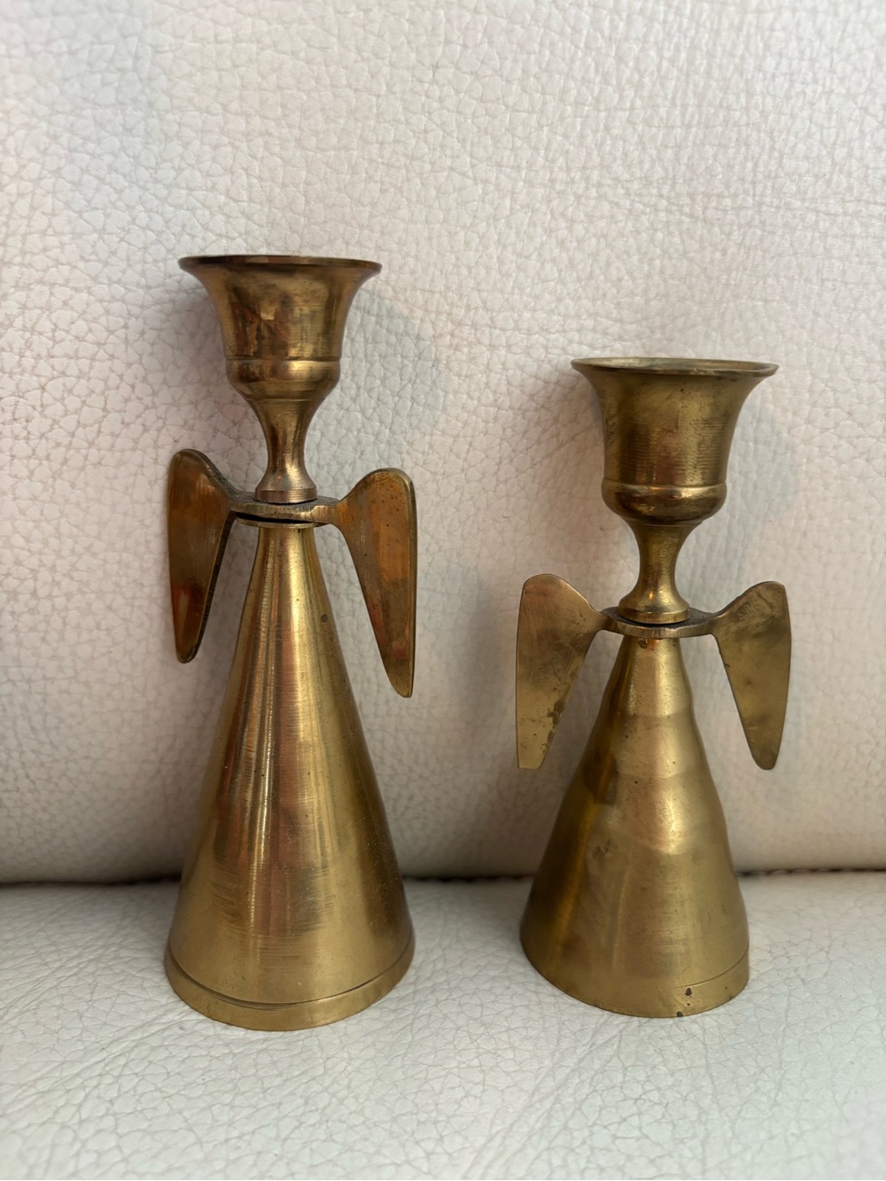 Brass Angel Candlestick Holders - Set of 2